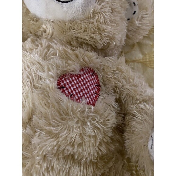 Build A Bear Workshop Cream Patch Stitch Heart 16" Teddy Bear Plush Toy - Picture 7 of 10